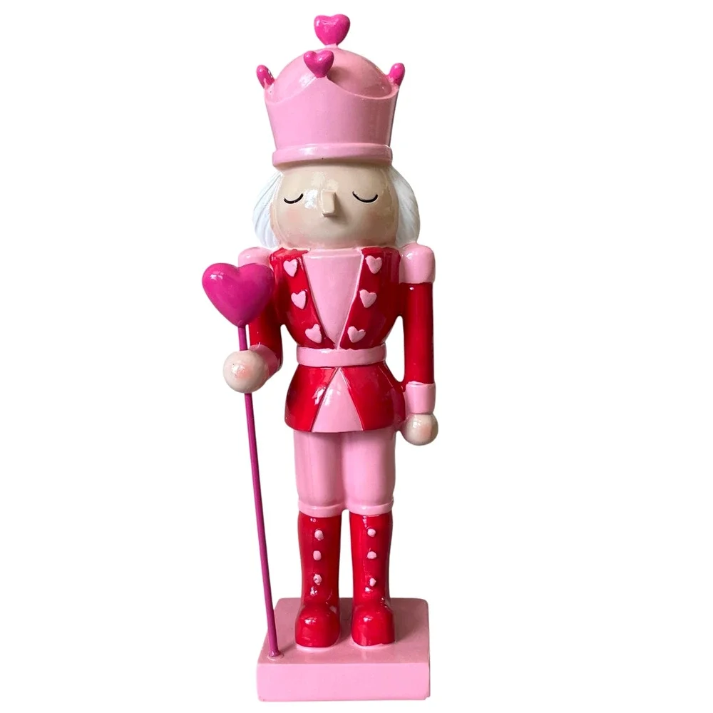 Cupcakes & Cashmere Wooden Heart Nutcracker 12.5in Pink & Red Valentines Decor